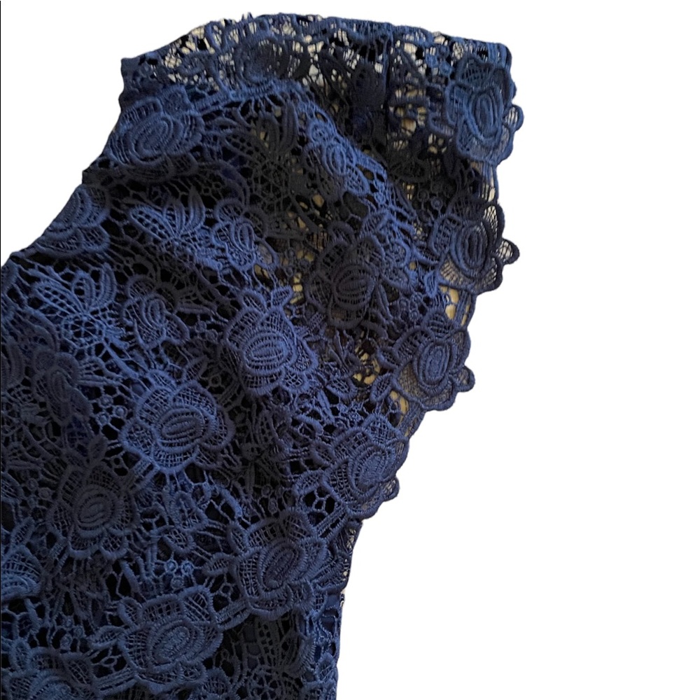 Nanette Lepore Lace Asymmetric One-Shoulder Cocktail Dress Navy Size 4 - Picture 5 of 9